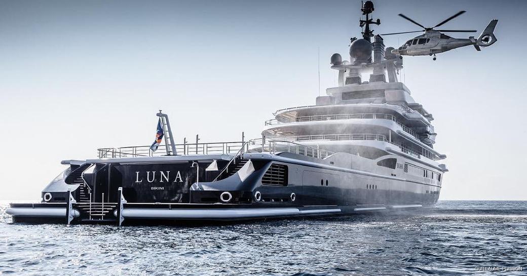 megayacht luna with helicopter