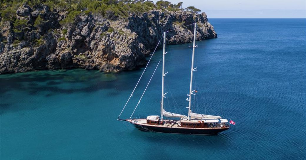 Sailing yacht ATORI at anchor in Greece