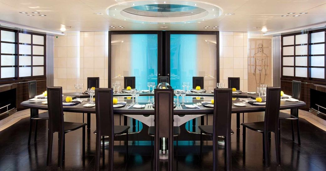 magnificent dining room aboard charter yacht ‘Maltese Falcon’ 