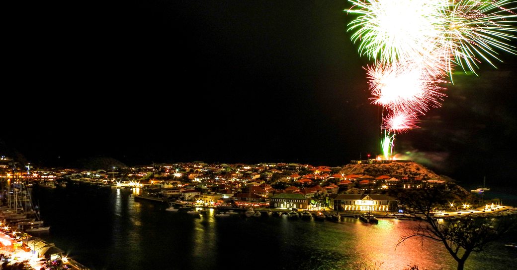 Overview of St Barts New Year's Eve fireworks