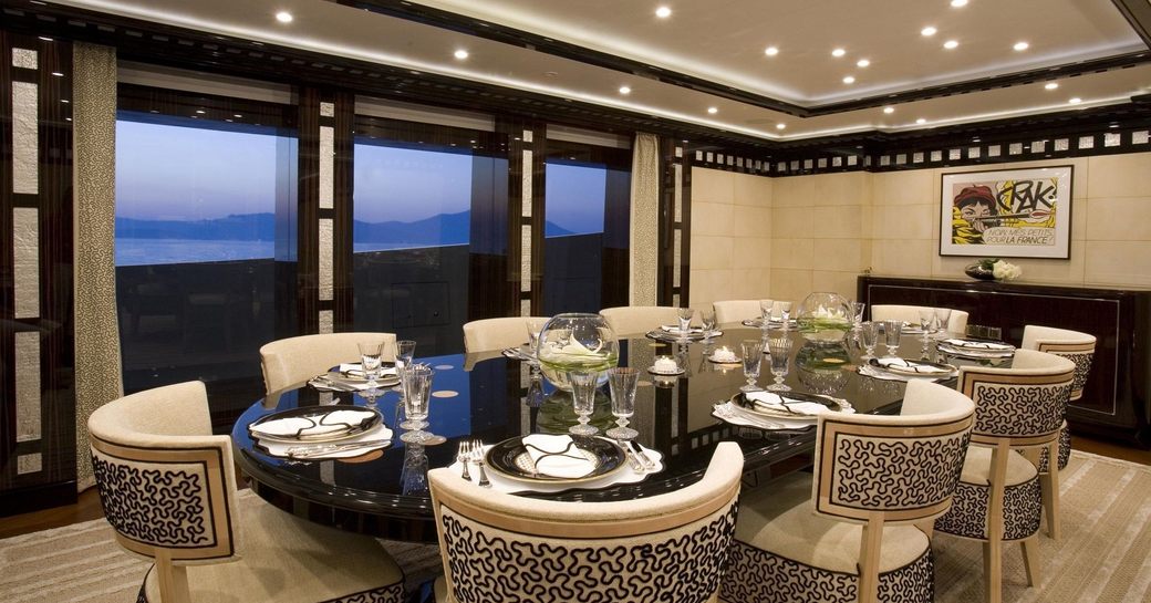 Formal dining room on board superyacht ALFA NERO