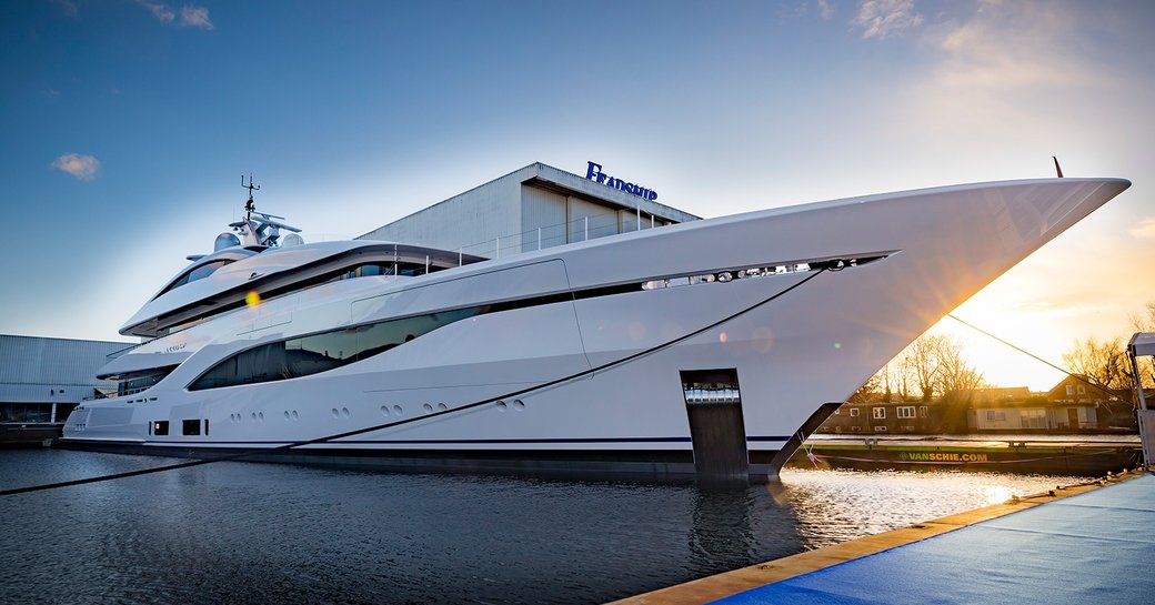 feadship luxury superyacht arrow leaving facilities to begin sea trials