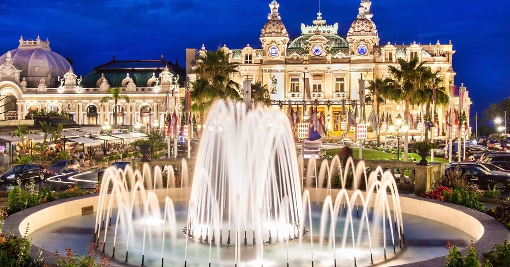 Fountain outside palace in Monaco