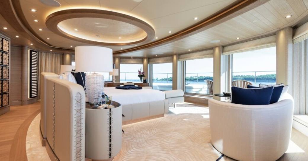 Master suite onboard charter yacht Lady Jorgia