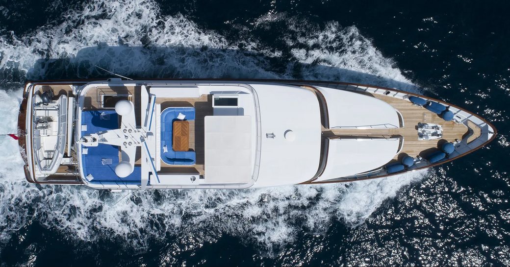 aerial view of motor yacht Alcor