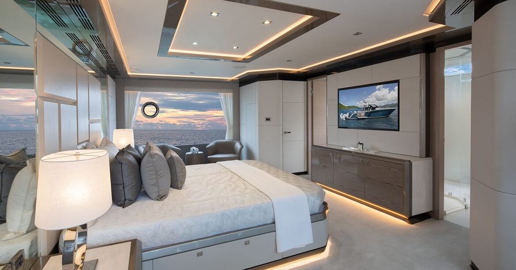 Master suite on board charter yacht ENTREPRENEUR