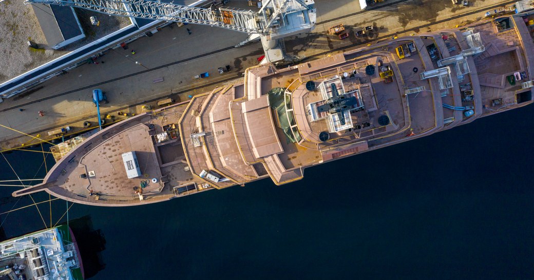 Aerial view of yacht REV Ocean