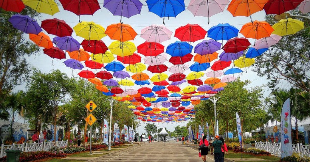 Colorful umbrellas at the festival in Penang