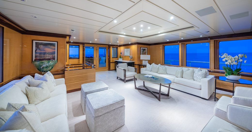 Overview of the main salon onboard charter yacht NITA K II