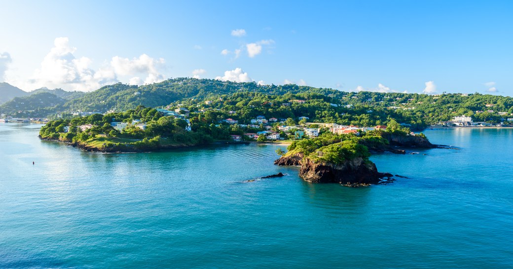 the vibrant and verdent coast of st luxia in peack season of a caribbean yacht charter