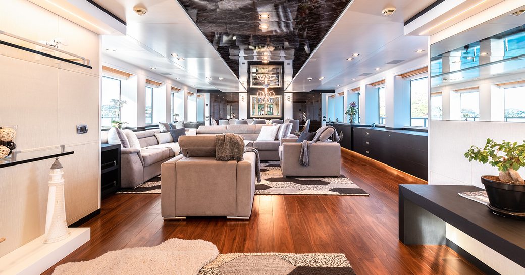 Main salon on board charter yacht AFRICA I