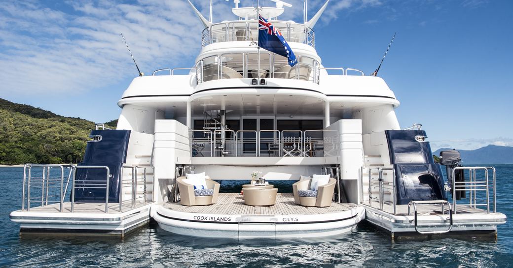 beach club of luxury catamaran spirit