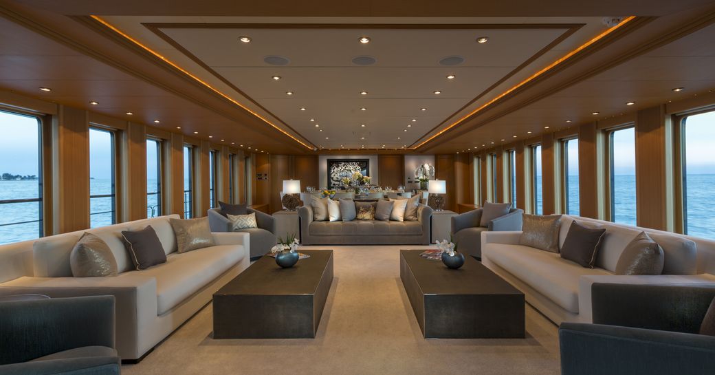 Main salon on board luxury yacht Ice 5