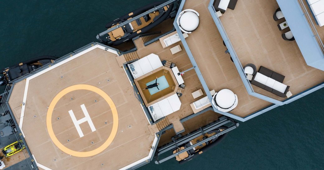 Top down shot of charter expedition yacht MY Ragnar
