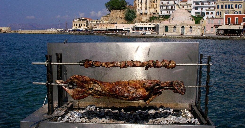 Traditional "Souvla" Lamb in Hydra Greece