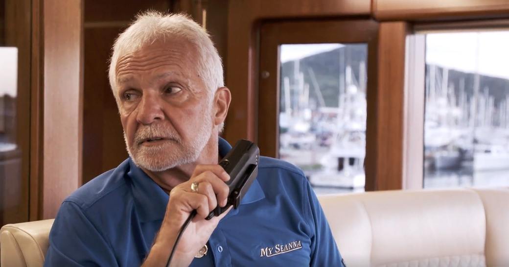 Captain Lee with walkie talkie on board 'My Seanna'