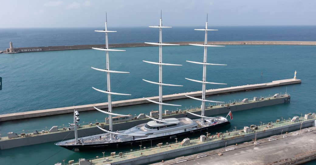 maltese falcon sailing yacht hits the water after her major refit 