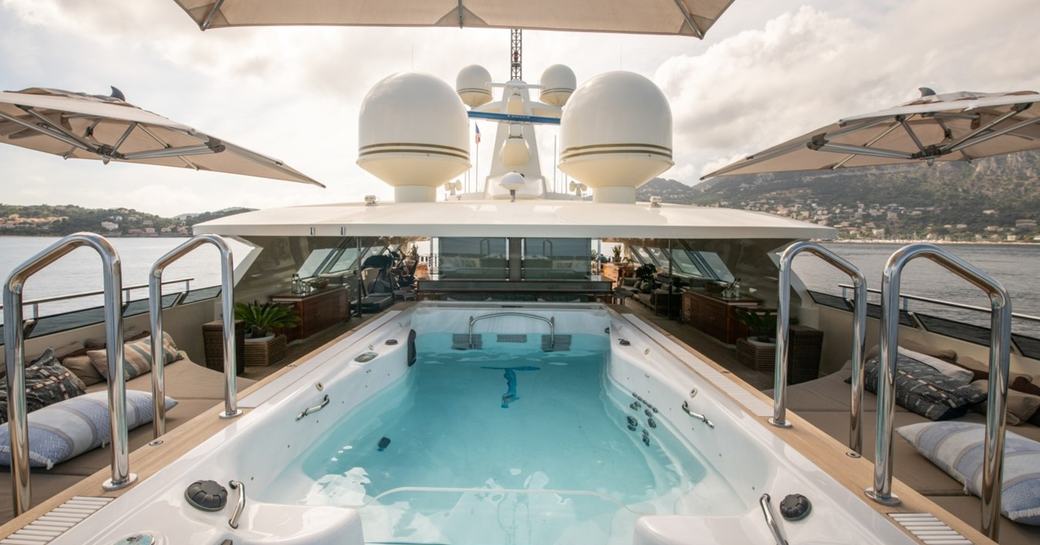 Sundeck pool on board charter yacht ARBEMA