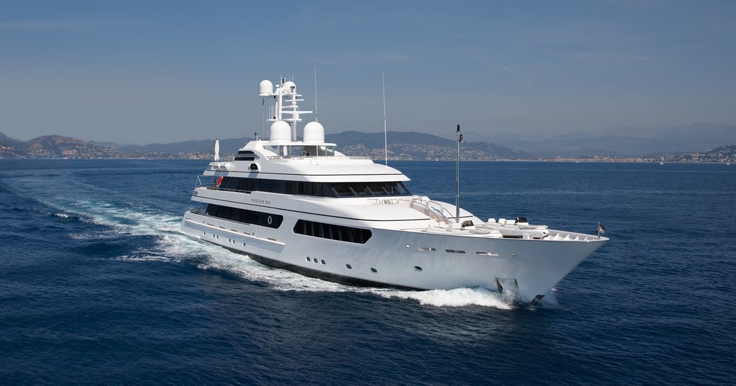 superyacht ‘Hurricane Run’ cruising for charter on a luxury yacht charter in the Caribbean