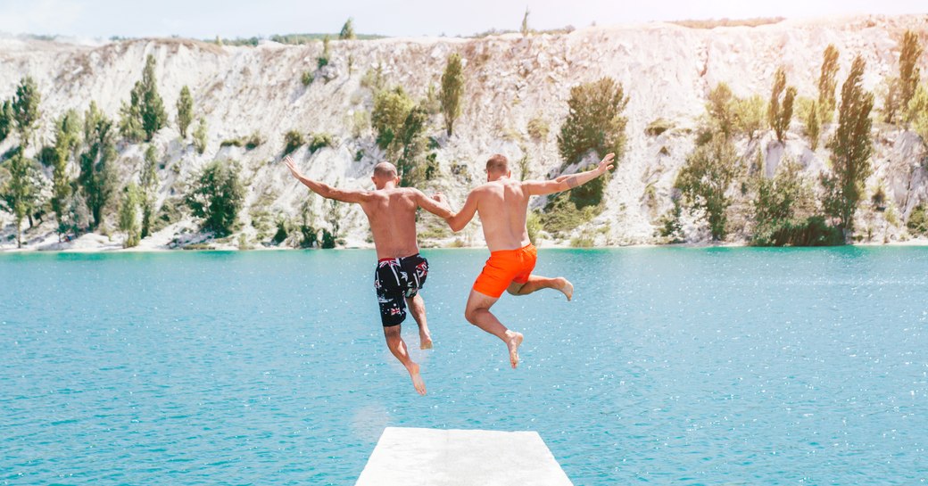 jumping into water in croatia