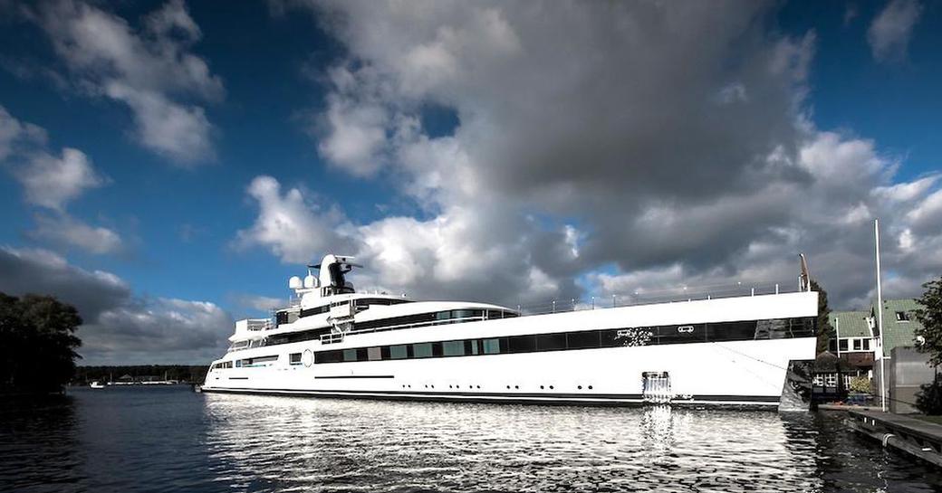 Superyacht Lady S outside Feadship facilities