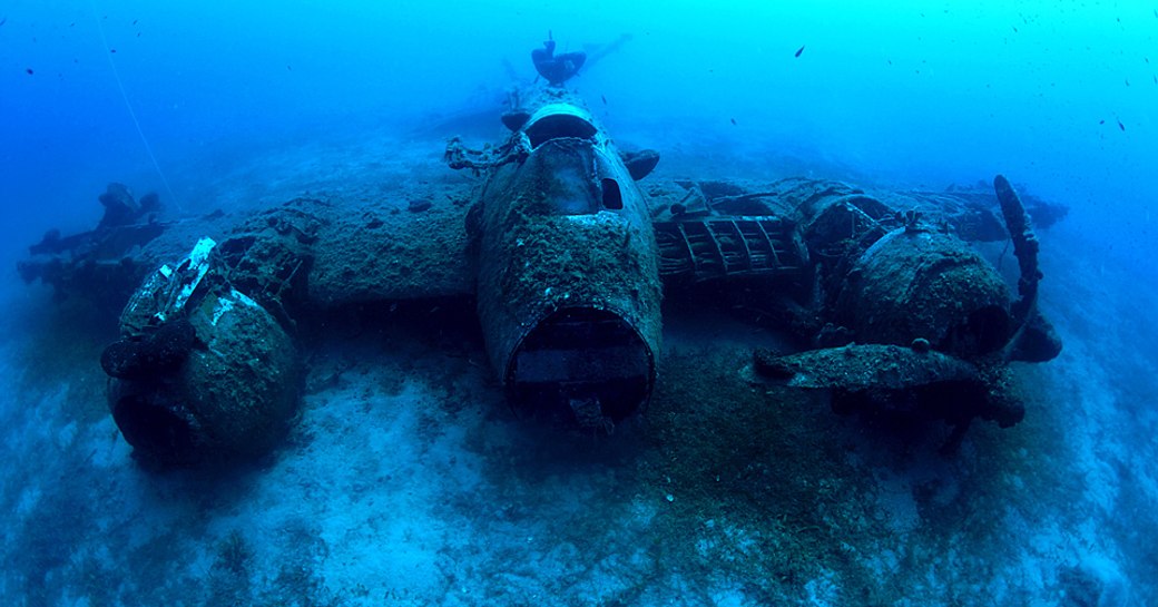World War II plane submerged on the seabed in Greece