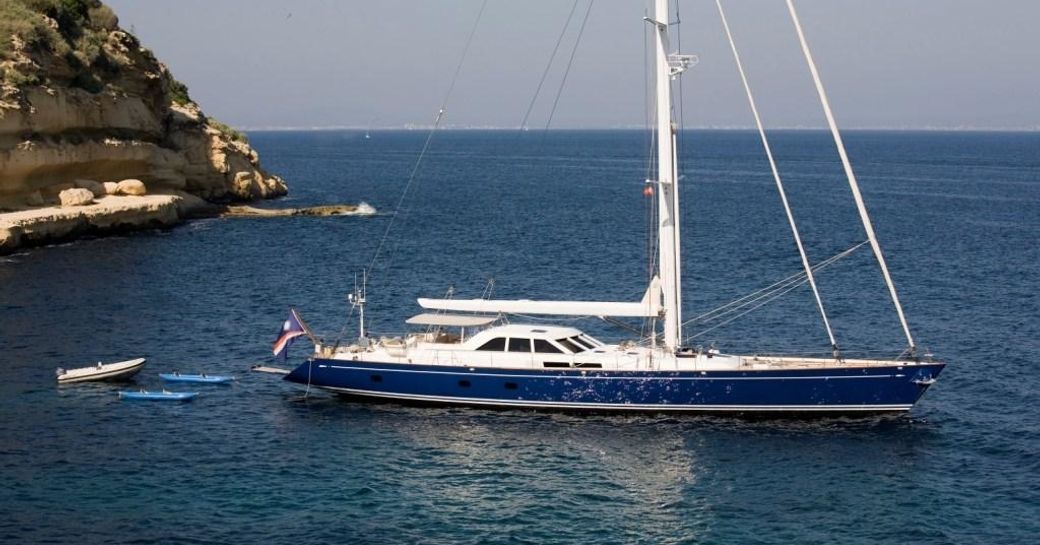 charter yacht KAWIL anchors in an idyllic spot