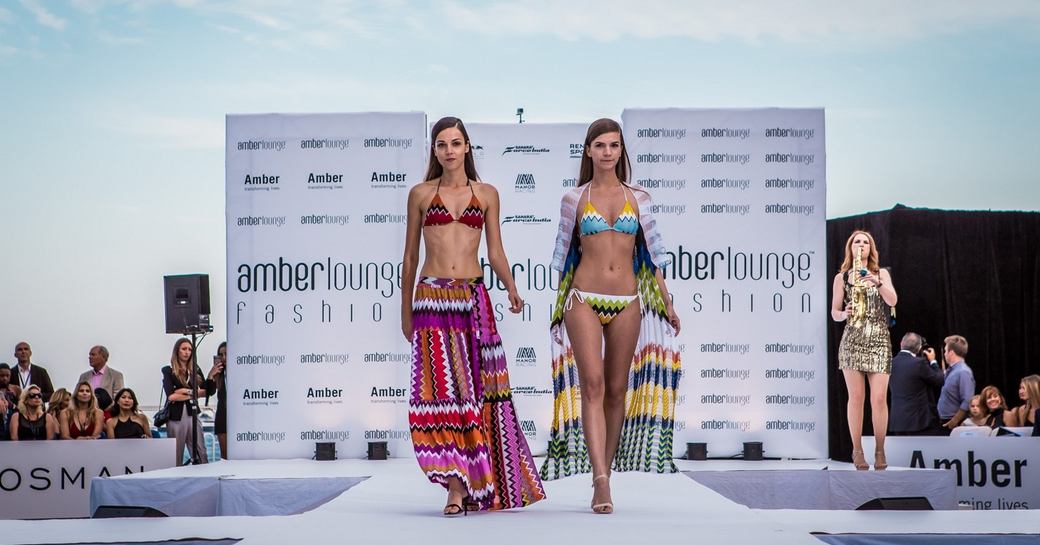 models on runway at amber lounge fashion show during monaco grand prix