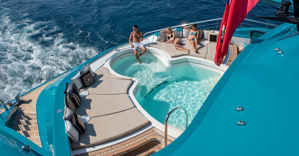 expansive jacuzzi onboard luxury superyacht charter SUNRAYS