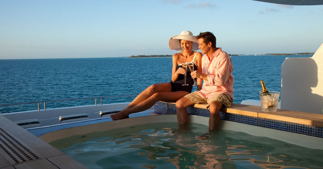 Sundeck Jacuzzi on board charter yacht LOON