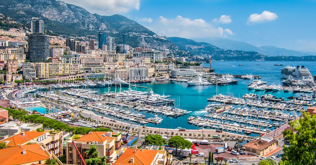 Overview of Port Hercule in Monaco. 