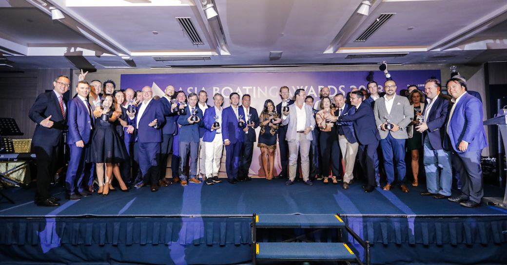 winners on stage at the Asia Boating Awards in 2018