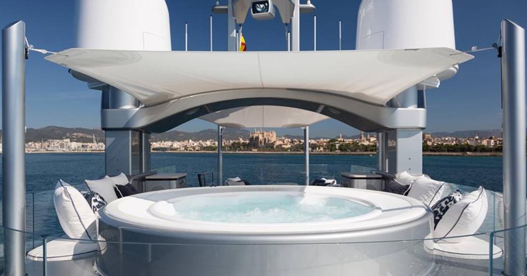 Deck Jacuzzi onboard charter yacht LADY VICTORIA
