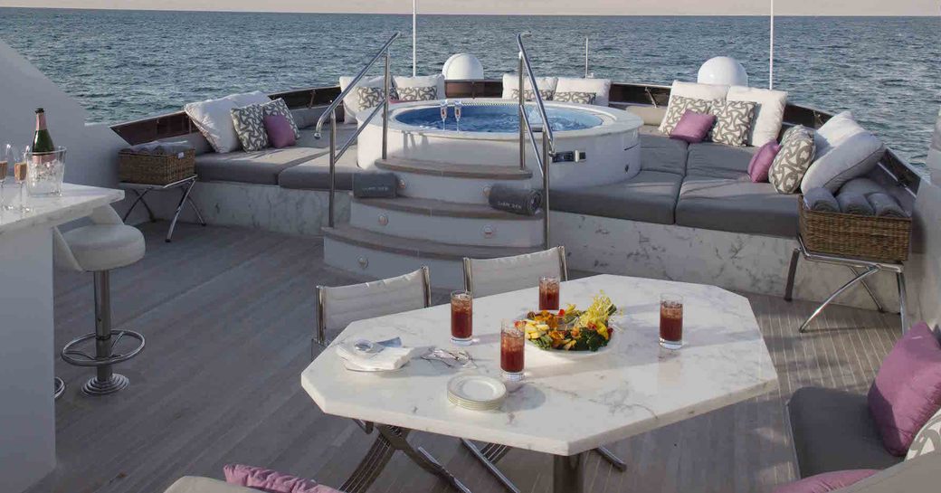 The sundeck and Jacuzzi onboard the yacht featured on TV series Billions