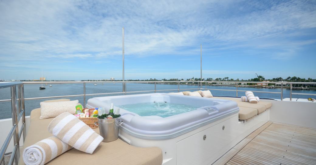 The Jacuzzi found on the sundeck of luxury yacht BRIO