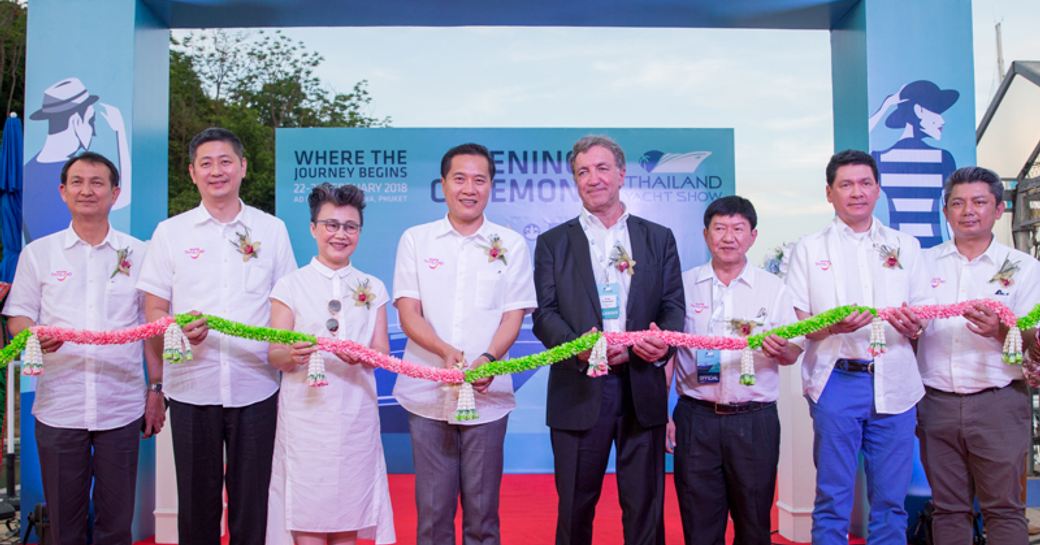 ribbon being cut at the opening ceremony of the Thailand Yacht Show 2018 in Phuket