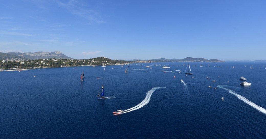 catamarans compete at the America's Cup World Series in Toulon