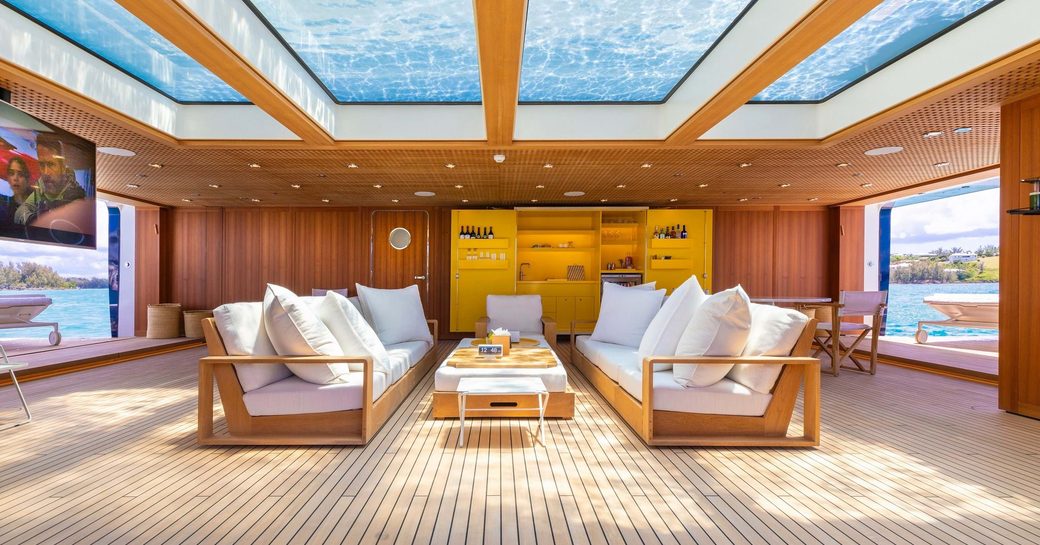 Interior space onboard luxury superyacht