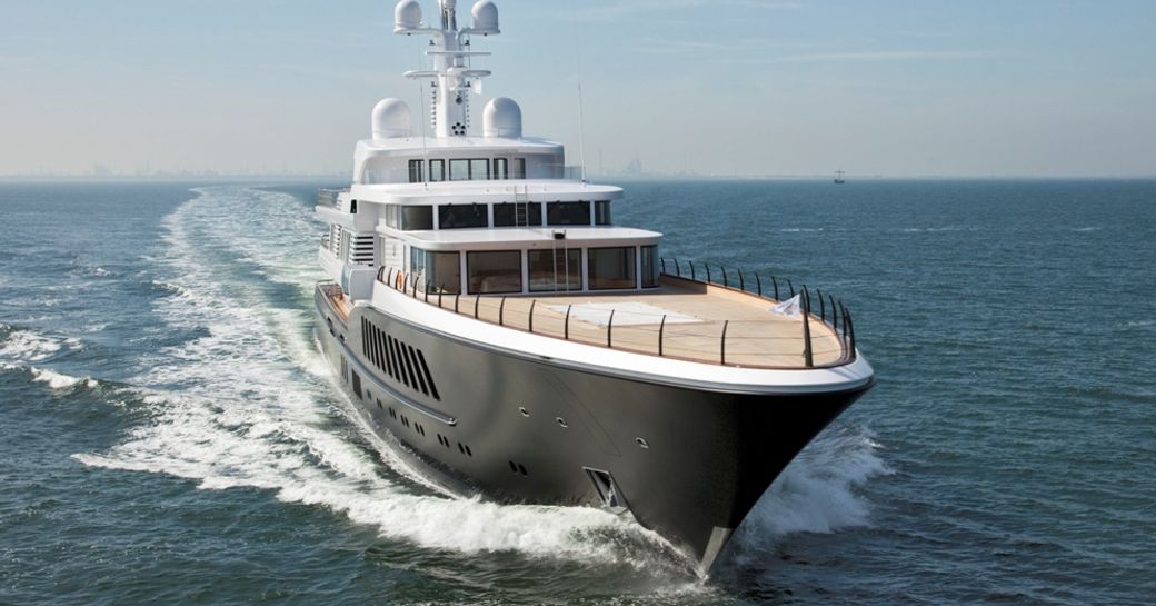 A running shot of luxury yacht AIR