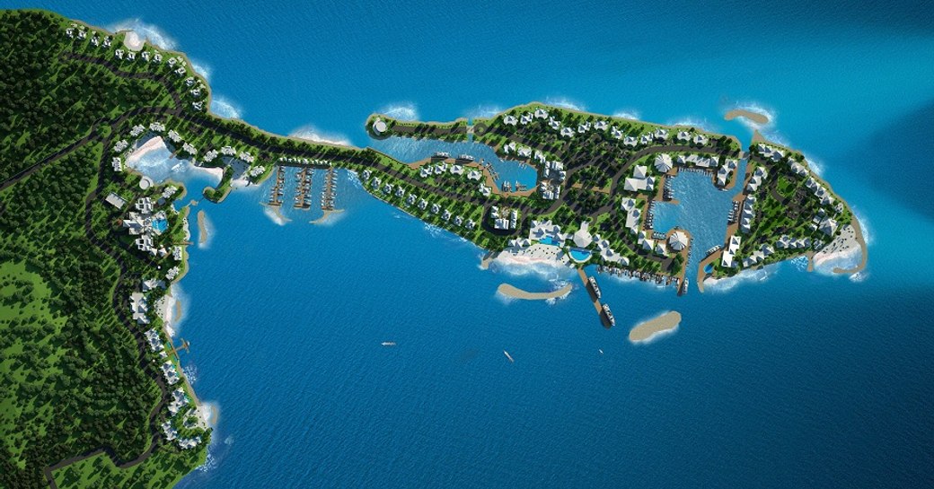 aerial rendering of the new Caroline Marina Bay in Bermuda