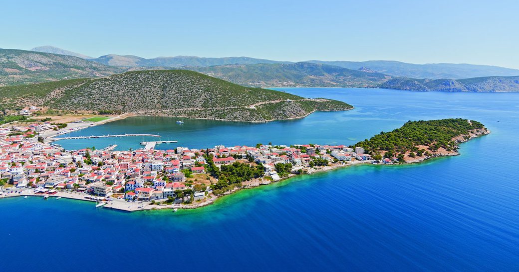 Beautiful aerial view of Ermioni, Peloponnese, Greece