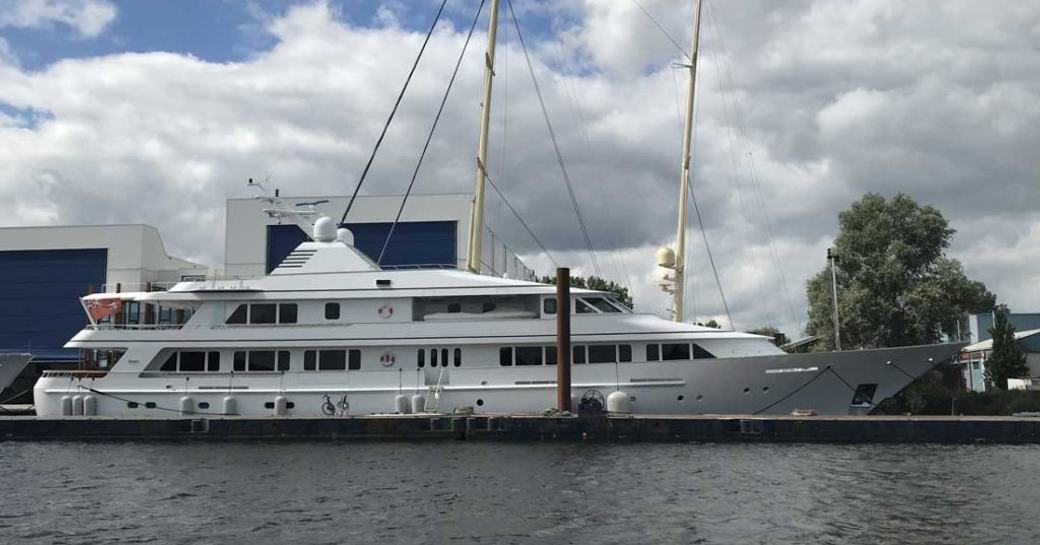 Luxury yacht BROADWATER arriving to the Netherlands for her refit