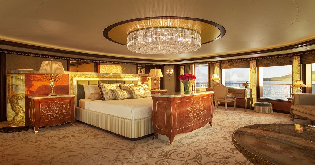 Luxury yacht SOLANDGE master cabin 