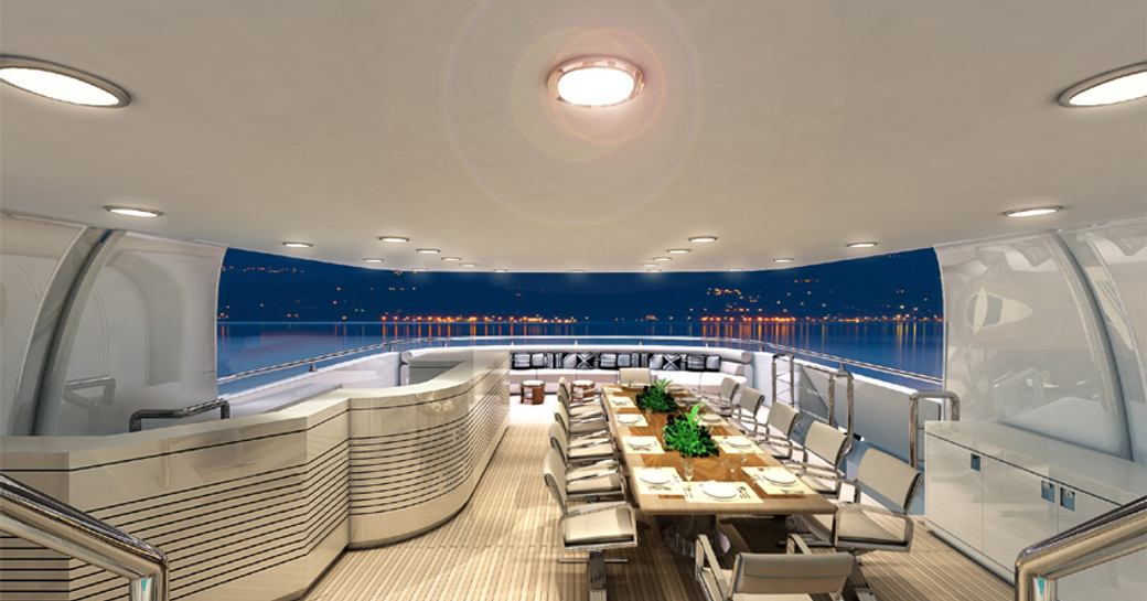 Outdoor dining on Motor Yacht OPari3