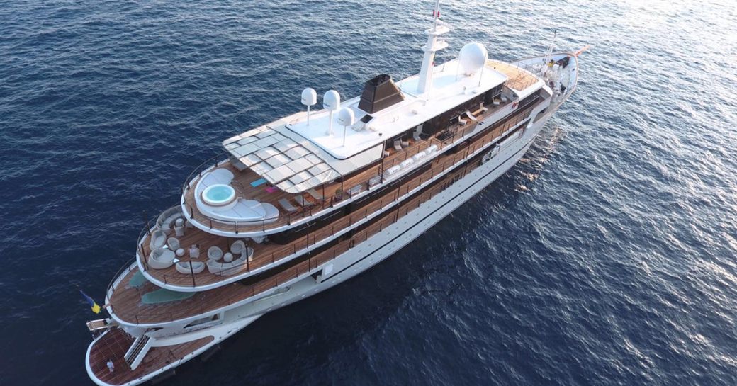 Luxury yacht CHAKRA at anchor
