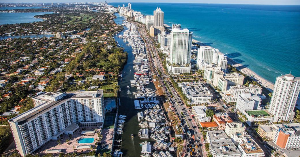 yachts in town along the Indian Creek Waterway for the Miami Yacht Show 2018
