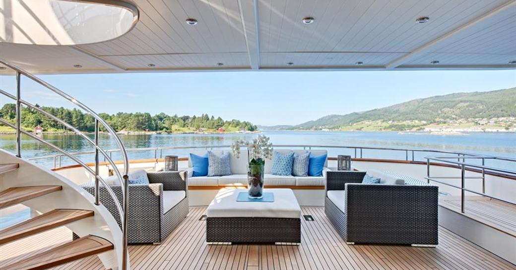 impressive views from the deck of a luxury charter yacht 