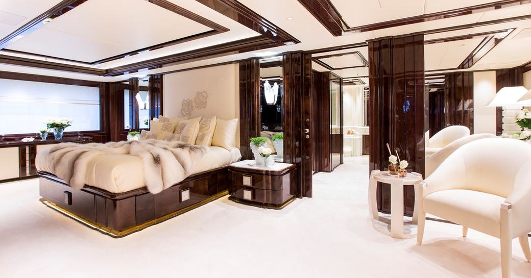 owners suite on luxury yacht illusion v