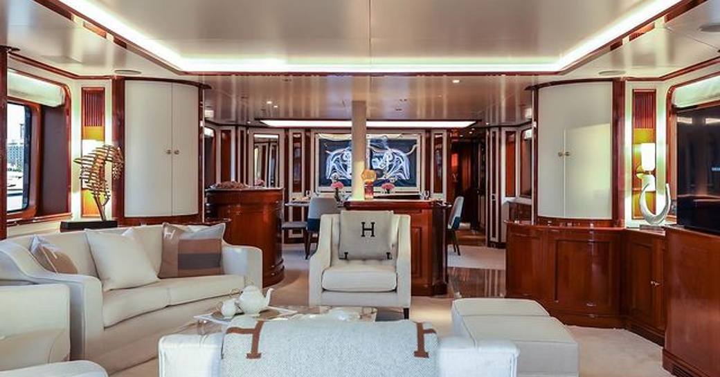 luxury Hermes interior design onboard charter yacht DXB