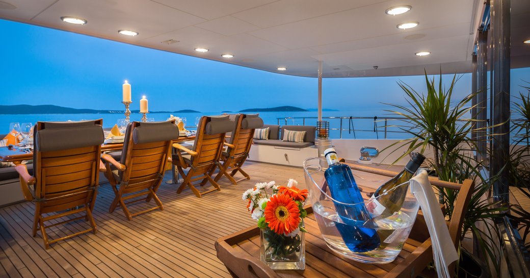 alfresco dining on luxury yacht brazil